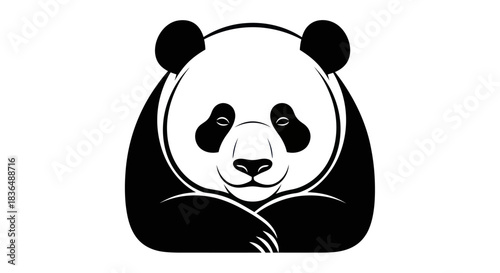 Black and white panda bear graphic design for various applications