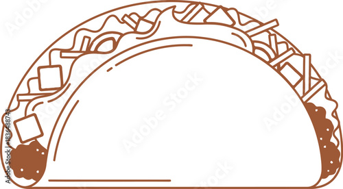 Delicious taco illustration with meat lettuce cheese tomato and sour cream