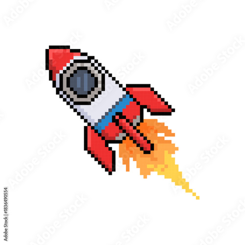 flying rocket jet pixel art