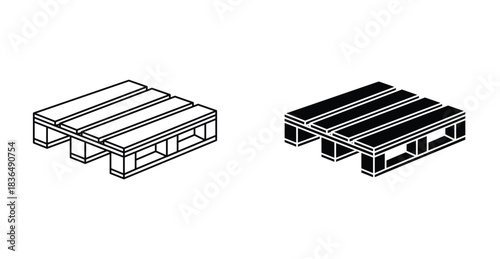 Pallet icon. Line with editable stroke and flat for Web