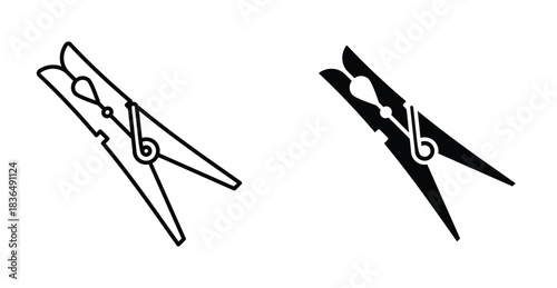 Peg line icon set. Peg line vector symbol in black filled and outlined style.