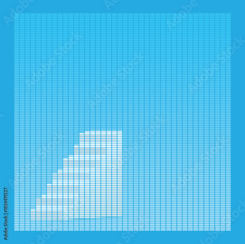 Blue Gradient Halftone Staircase Background Minimal Pixel Art Steps Dot Matrix Mosaic Pattern Geometric Abstract Texture Digital Concept