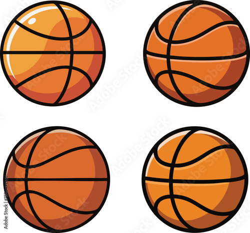Set of basketball balls on a Transparent background, Vector illustration