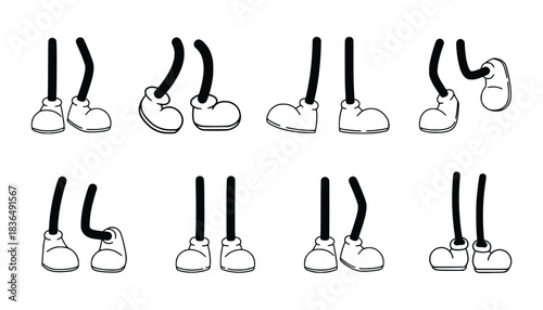  Cartoon legs and feet poses for animation and vector illustration