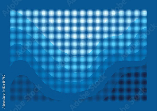 Abstract Blue Halftone Wave Pattern Background, Geometric Dot Matrix Stipple Texture, Modern Digital Flowing Gradient Design for Tech Wallpaper or Poster Print