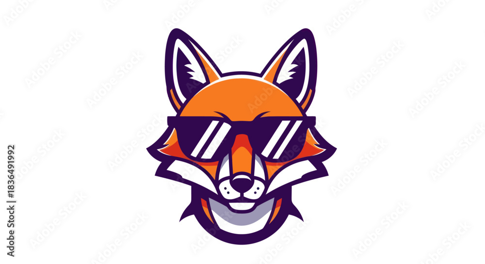 Fototapeta premium Cartoon fox wearing sunglasses isolated on white background vector illustration