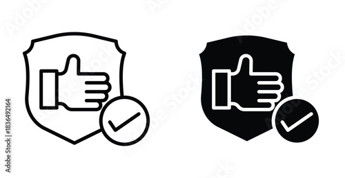Reliability icon set. Reliability vector symbol in black filled and outlined style.