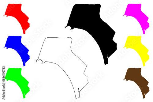 Chimbote city (Republic of Peru) map vector illustration, scribble sketch Chimputi map