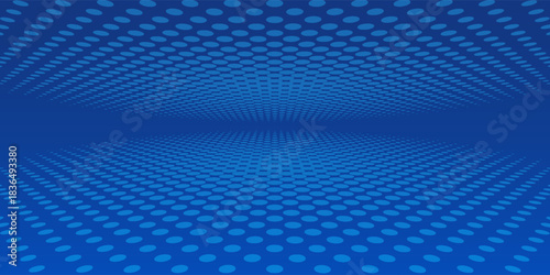 Blue pixel background. Abstract digital pattern with square elements grid. Futuristic dotted mesh with gradient effect. Geometric minimal digital design. Modern vector illustration.