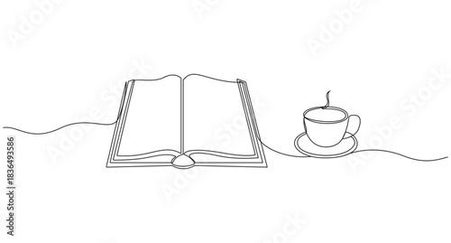 Book Continuous one line art drawing back to school concept,1