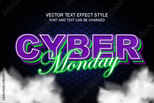 cyber monday techno light typography editable text effect font style template background design
