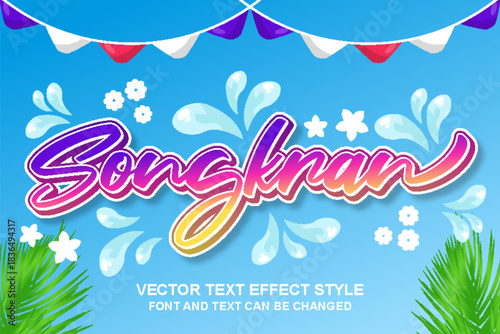 songkran festival water celebration editable text effect font style template typography lettering