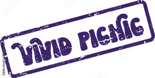 Distressed purple stamp with Vivid Picnic text for outdoor leisure events and family gatherings