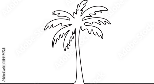 Minimal palm tree one line art design isolated vector in simple and elegant line drawing style. one line Icon drawing