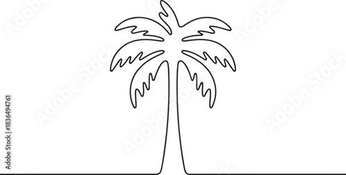 Minimal palm tree one line art design isolated vector in simple and elegant line drawing style. one line Icon drawing