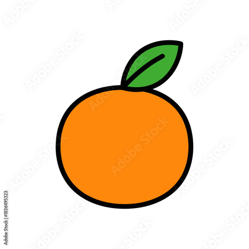 Fresh Citrus Delight Vibrant Orange Fruit with Green Leaf Illustration – Healthy Snack Concept