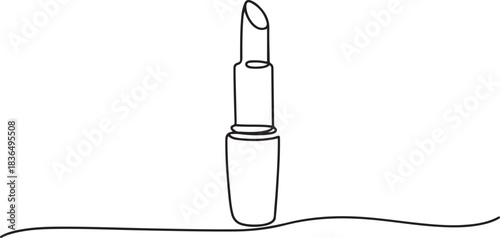 Continuous one line drawing of lipstick. Vector illustration. one line Icon drawing