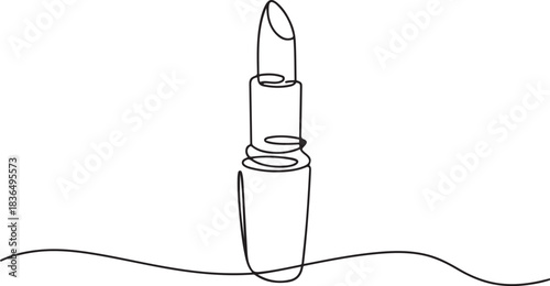 Continuous one line drawing of lipstick. Vector illustration. one line Icon drawing