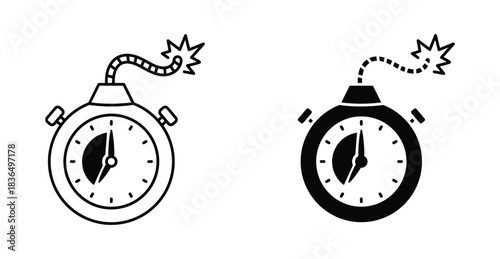 Time bomb with clock icon graphic design. Vector icon illustrations