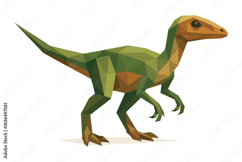 Fototapeta premium Polygonal dinosaur art: colorful low poly prehistoric creature design