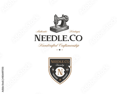 vintage Tailor sewing textile garment company logo
