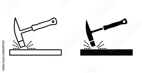 Welding chipping hammer icon graphic design. Vector icon illustrations
