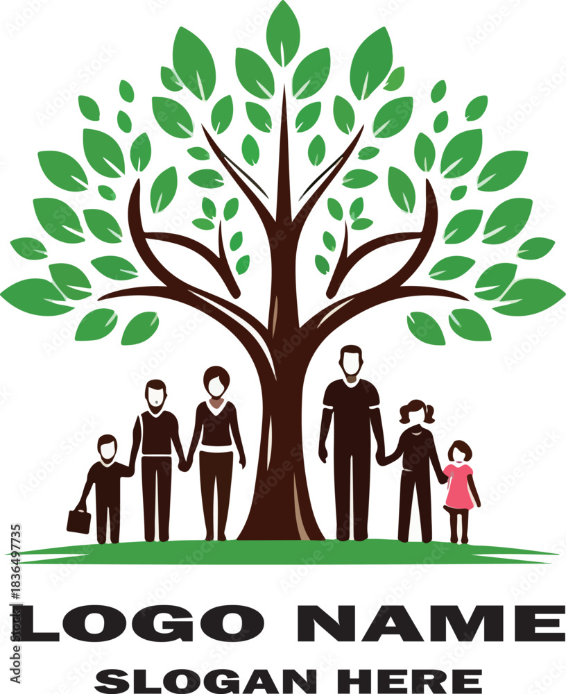 Fototapeta premium Family tree clipart logo icon vector white background .