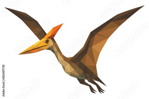 Low poly pterodactyl: geometric design of prehistoric flying reptile