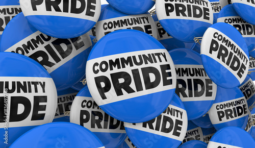 Community Pride Buttons Pins Proud of Your City Town Local Area 3d Illustration