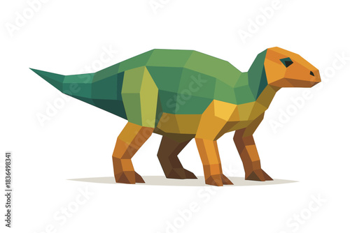 Colorful low poly dinosaur design in geometric art style