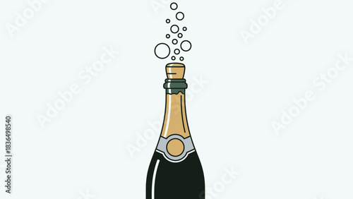 Celebrate with sparkling champagne bottle popping open vector illustration for party and new year celebration 100