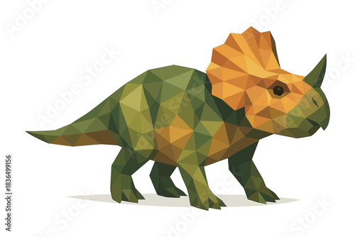 Low poly triceratops: geometric dinosaur design for modern art
