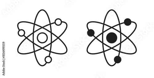 Physics icon in line design and solid black and white colors for designs