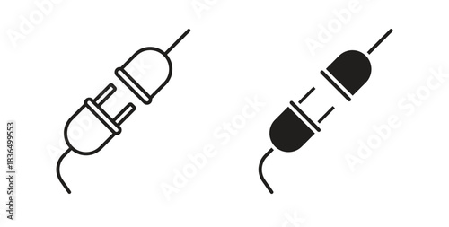 Plugin icon in line design and solid black and white colors for designs