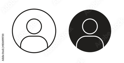 Profile icon in line design and solid black and white colors for designs