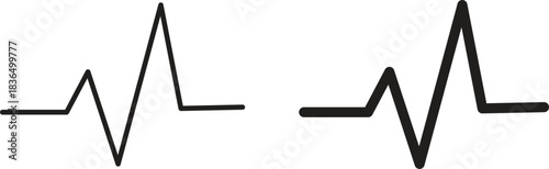 Pulse icon in line design and solid black and white colors for designs