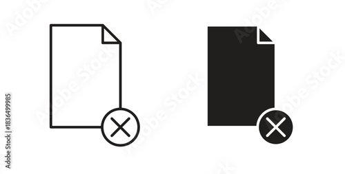 Remove file icon in line design and solid black and white colors for designs