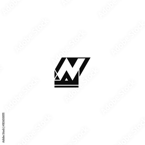 Crown N letter negative space, abstract logo.
