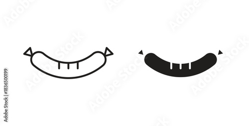 Sausage icon in line design and solid black and white colors for designs