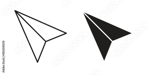 Send icon in line design and solid black and white colors for designs