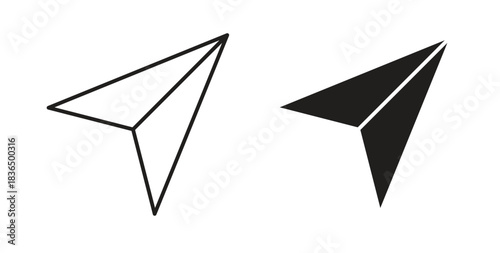 Send icon in line design and solid black and white colors for designs