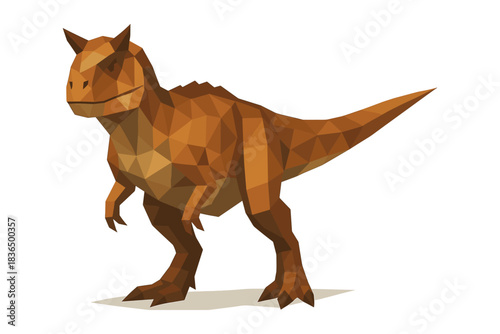 Geometric dinosaur in low poly style on white background