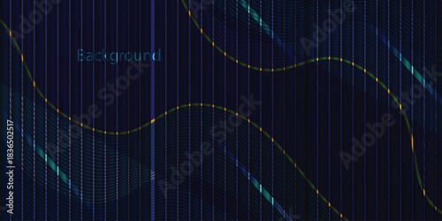 Abstract modern blue wave vector background Dark blue luxury premium background with shining gold line waves, suitable for banners, wallpapers, brochures and posters. Vector illustration