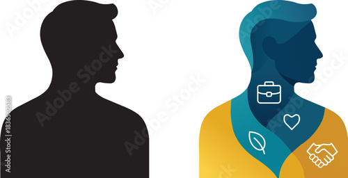 Modern business man silhouette logo for corporate identity