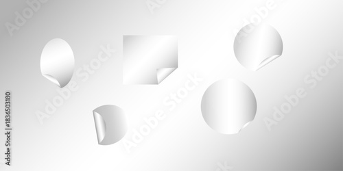 Set of metal labels badges and stickers. blank paper labels, vector stickers. Blank Sticker Design For Mockup Template. Blank sticky notes in various shapes. Set paper stickers isolated on white bg 

