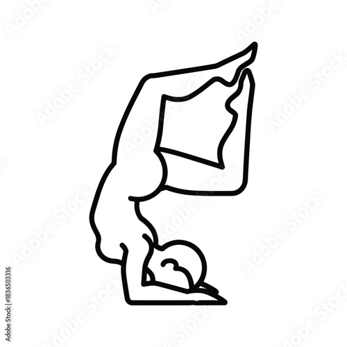 Yoga forearm stand illustration, person doing challenging pose