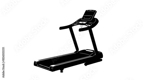 Black treadmill silhouette isolated on white background