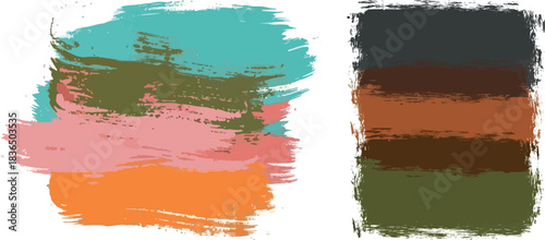 Abstract brush strokes in vibrant and earthy color palettes