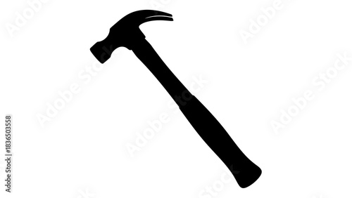 Single black hammer silhouette, isolated on white background