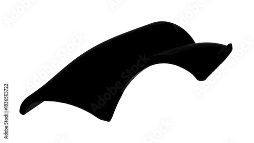 Single black silhouette wave, isolated on white background